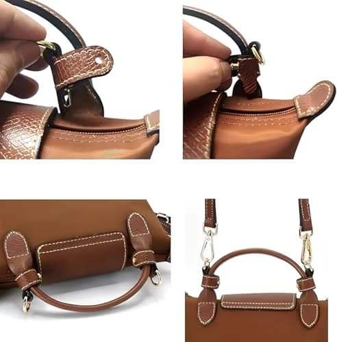 DEVPSISR Adjustable Leather Strap for Longchamp Handbag | 125 cm (48.75 in) Brown-Gold thumbnail 5