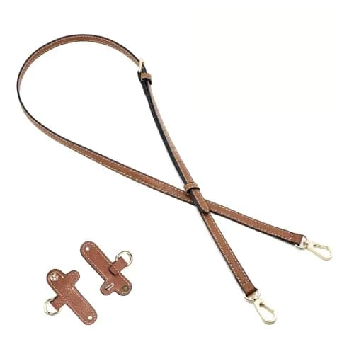 DEVPSISR Adjustable Leather Strap for Longchamp Handbag | 125 cm (48.75 in) Brown-Gold thumbnail 3