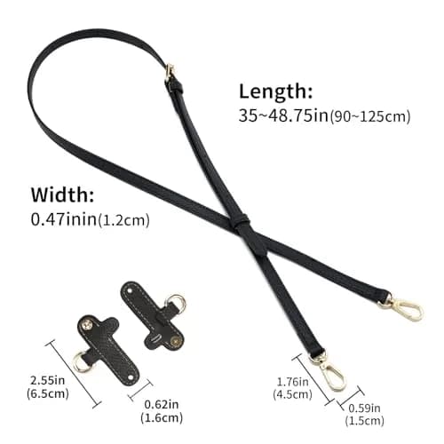 DEVPSISR Leather Adjustable Shoulder Strap Conversion Kit for Longchamp Handbags, 125 cm (48.75 in) | Black-Gold thumbnail 2