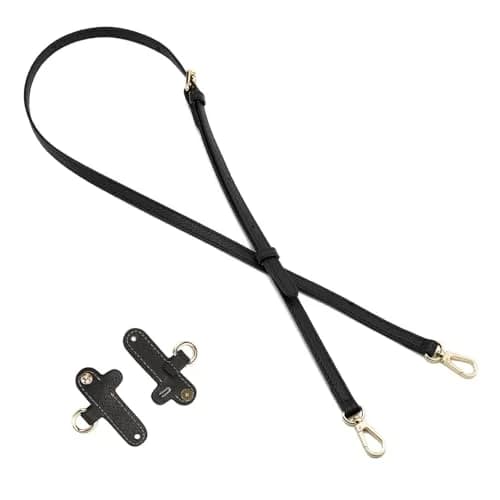 DEVPSISR Leather Adjustable Shoulder Strap Conversion Kit for Longchamp Handbags, 125 cm (48.75 in) | Black-Gold thumbnail 3
