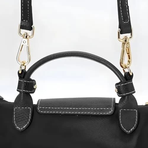 DEVPSISR Leather Adjustable Shoulder Strap Conversion Kit for Longchamp Handbags, 125 cm (48.75 in) | Black-Gold thumbnail 4