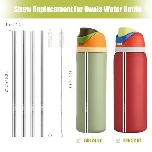 XZESH Metal Straw Replacement for Owala Water Bottle 24 oz & 32 oz | Reusable Stainless Steel Straws thumbnail 2