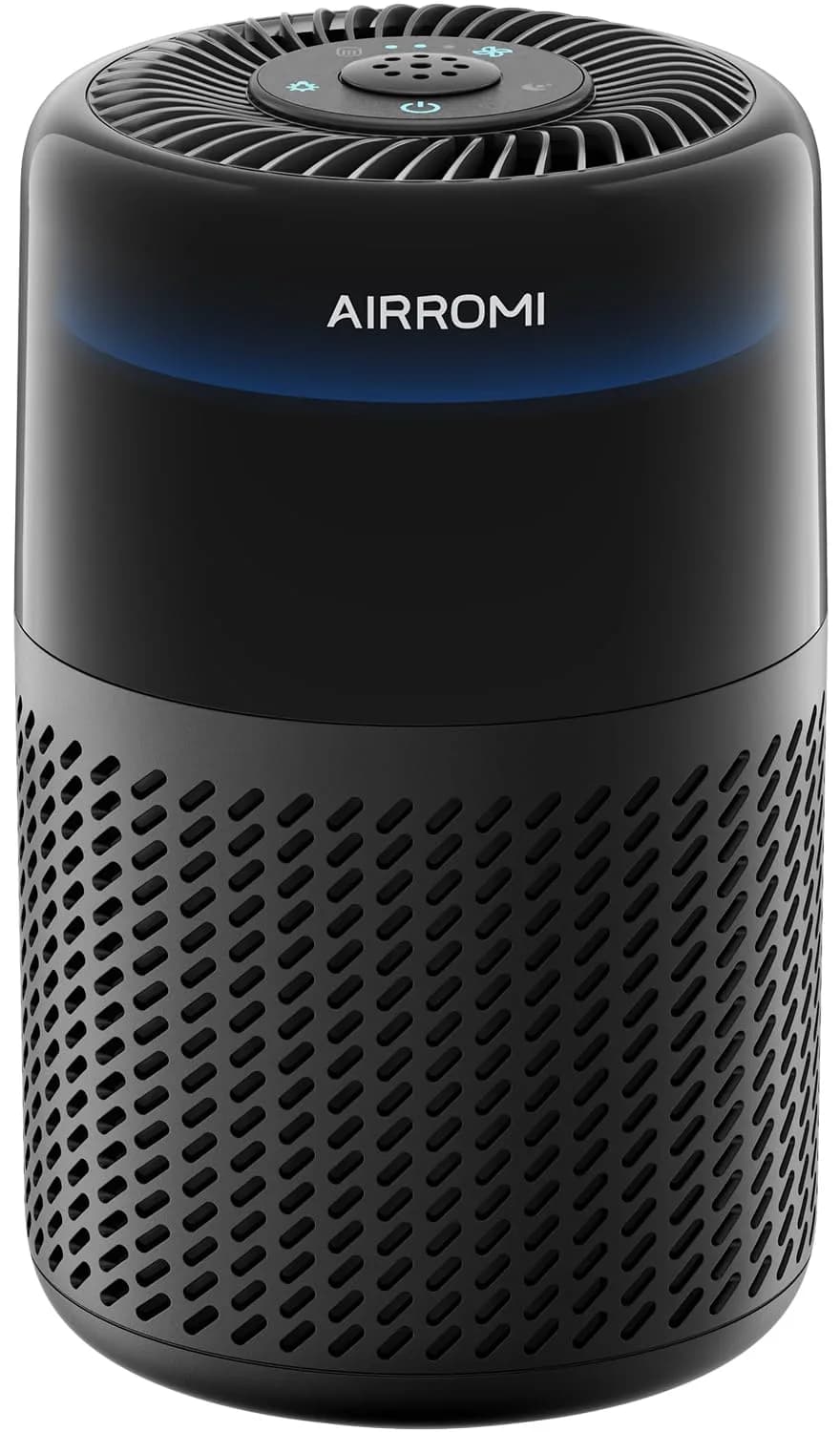 AIRROMI HEPA Air Purifier for Bedroom & Home, Pet Odor & Allergy Removal, 360° Air Cleaner, Quiet Sleep Mode, White — Black