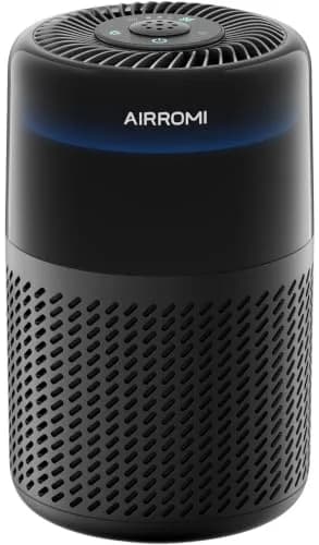 AIRROMI HEPA Air Purifier for Bedroom & Home | 360° Clean Air, Pet Odor & Smoke Removal, Quiet Operation, Black thumbnail 1