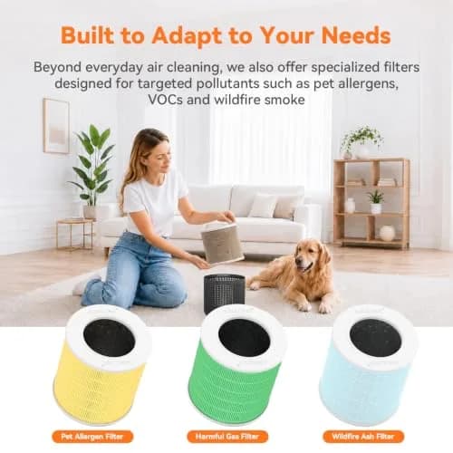 AIRROMI HEPA Air Purifier for Bedroom & Home | 360° Clean Air, Pet Odor & Smoke Removal, Quiet Operation, Black thumbnail 9