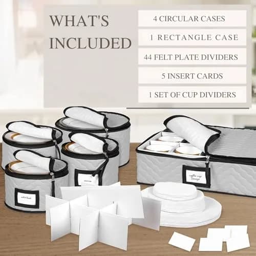 HOLDN’ STORAGE 5-Piece China Storage Container Set for 12 Place Settings | Quilted Microfiber with Dividers thumbnail 3