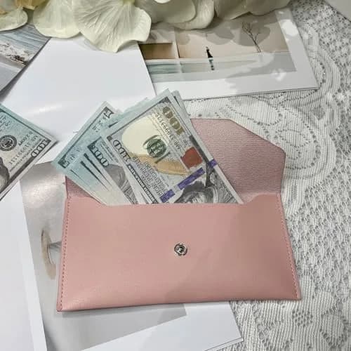 Nolcha Pu Leather Cash Envelope Wallet - Reusable Cash Stuffing Wallet for Men and Women -Pink | Compact, Waterproof & Budget-Friendly thumbnail 6