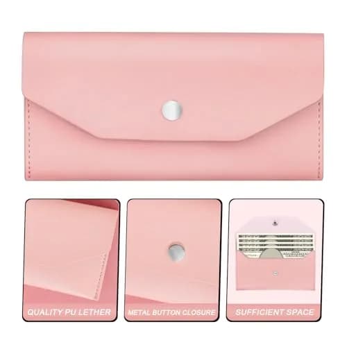 Nolcha Pu Leather Cash Envelope Wallet - Reusable Cash Stuffing Wallet for Men and Women -Pink | Compact, Waterproof & Budget-Friendly thumbnail 3