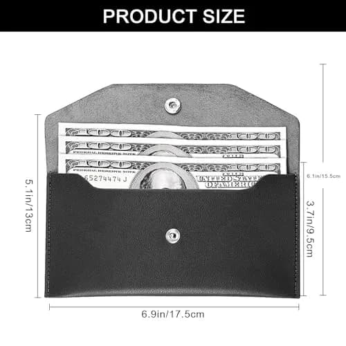 Nolcha Pu Leather Cash Envelope Wallet - Reusable Cash Stuffing Wallet for Men and Women -Black | Compact Budget Organizer thumbnail 2