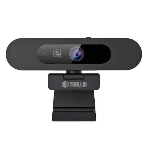 TOALLIN 4K AI Webcam with Auto-Framing & Noise-Canceling Microphones | 92° Wide Angle, 5X Digital Zoom, Auto Light Correction thumbnail 1