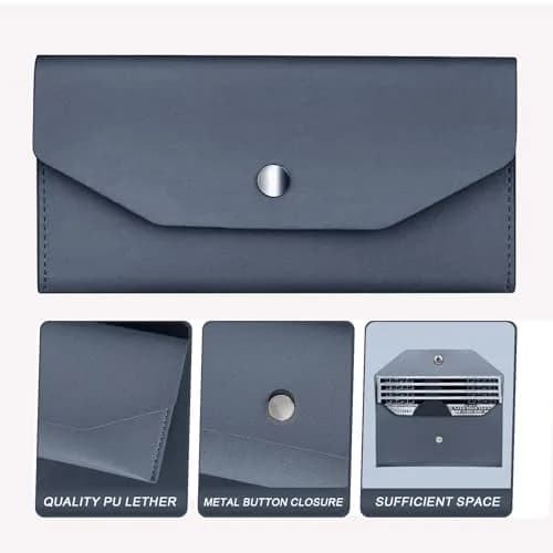 Nolcha Cash Envelope Wallet for Women - Reusable PU Leather Budgeting Wallet, Dark-Blue | Compact & Waterproof thumbnail 3