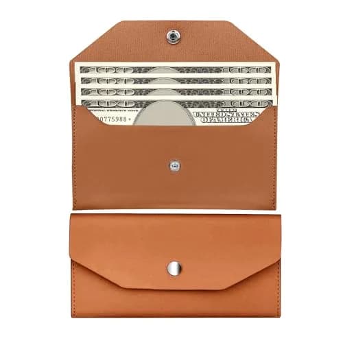 Nolcha Cash Envelope Wallet - Reusable PU Leather Budget Organizer for Men & Women | Brown thumbnail 1