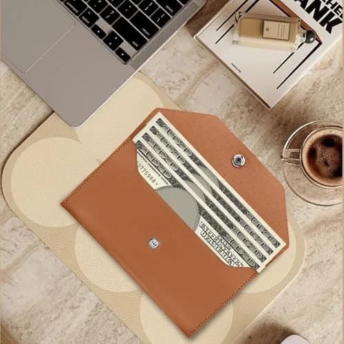 Nolcha Cash Envelope Wallet - Reusable PU Leather Budget Organizer for Men & Women | Brown thumbnail 7