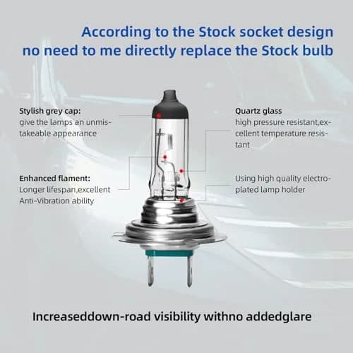 ALKOREY H7 12V 55W Car Headlight Bulb 2 Pack | 3300K Warm White Light for Safe Night Driving thumbnail 2