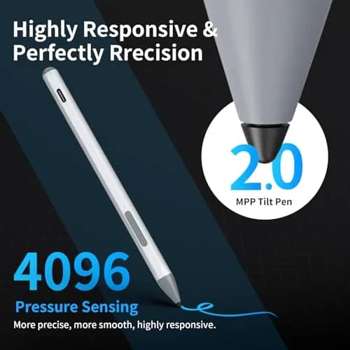 SSS·GRGB Rechargeable MPP 2.0 Stylus Pen for ASUS Laptops & Tablets, 4096 Pressure Sensitivity, Type-C Charge, Silver | Tilt Active Pen thumbnail 3