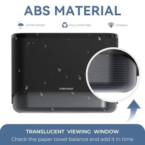interhasa! Commercial Paper Towel Dispenser Wall Mount 10.7"L x 3.7"W x 8"H | Holds 200 towels, Lockable, Adhesive & Screws thumbnail 7
