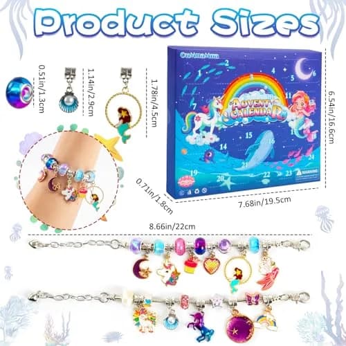 OuMuaMua Christmas Bracelets Advent Calendar 2026 for Girls | 24-Day DIY Jewelry Kit with Charms & Adjustable Chains thumbnail 6