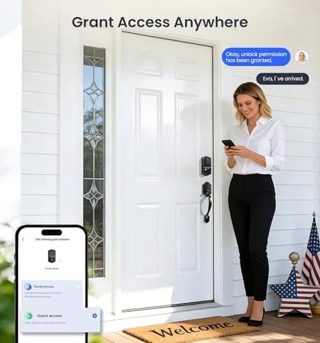Veise VE017 Fingerprint Smart Door Lock with App Control, Matte Black, 1.02 kg (2.25 lb) thumbnail 8
