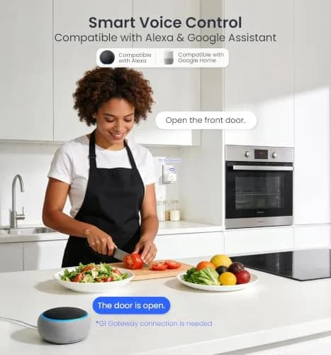 Veise VE017 Fingerprint Smart Door Lock with App Control, Matte Black, 1.02 kg (2.25 lb) thumbnail 9
