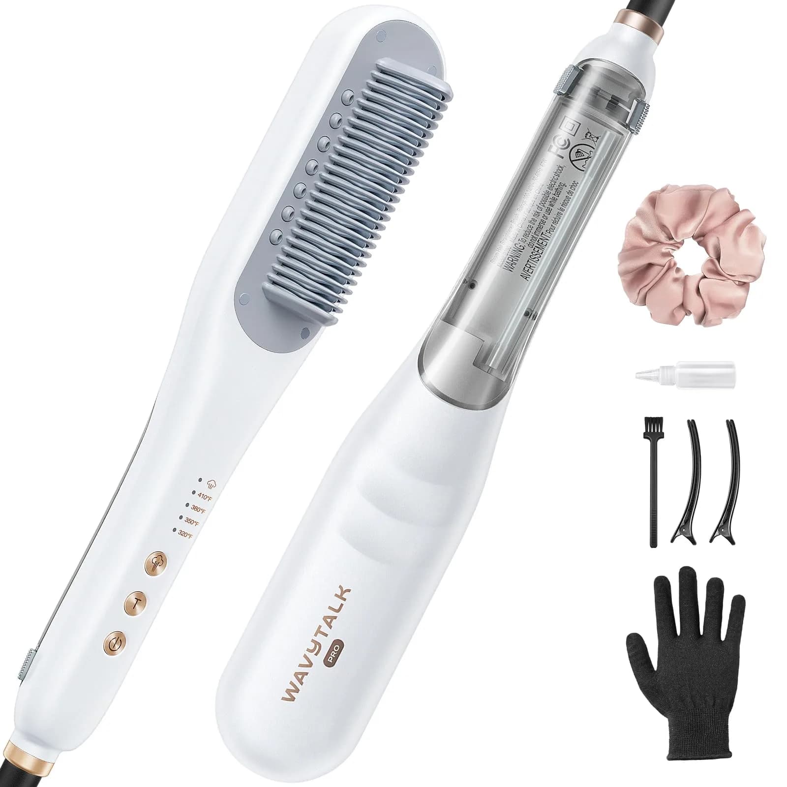 Wavytalk Pro Steam Hair Straightener Brush 30.7cm (12.1 Inch) | Hydrates Hair, Reduces Frizz, Faster Styling