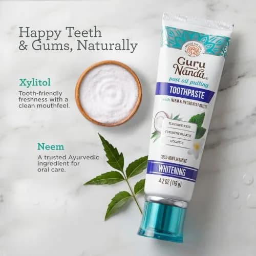 GuruNanda Hydroxyapatite Toothpaste with Neem & Vitamins 124ml (4.2oz) | Fluoride-Free Enamel Fortification thumbnail 5