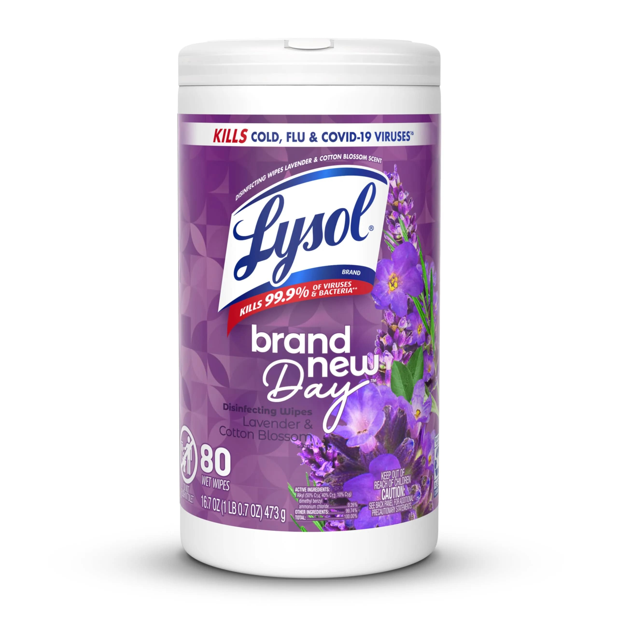 Lysol Disinfecting Wipes Multi-Surface Cleaner Lavender 80 ct | Kills 99.9% of Viruses & Bacteria