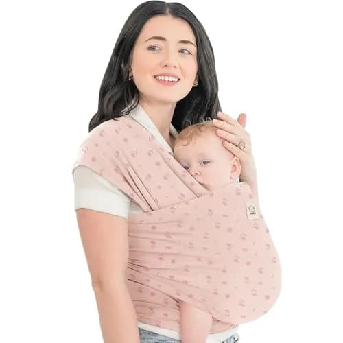 KeaBabies Original Baby Wrap Carrier Pink Daisies | Ergonomic, IHDI Certified, Breathable Fabric thumbnail 1