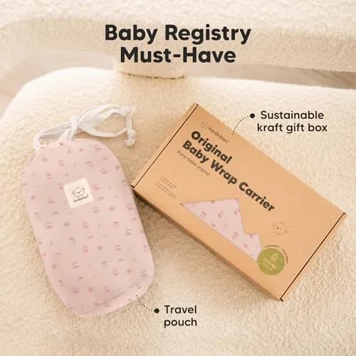 KeaBabies Original Baby Wrap Carrier Pink Daisies | Ergonomic, IHDI Certified, Breathable Fabric thumbnail 9
