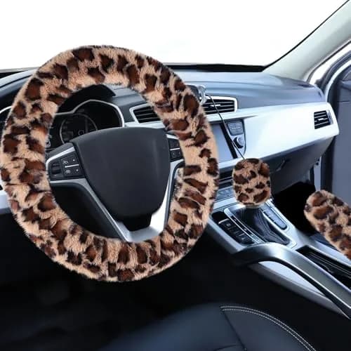 Accmor Fuzzy Car Steering Wheel Cover, Brown | Warm Fluffy Auto Wheel Protector for Men Women thumbnail 1