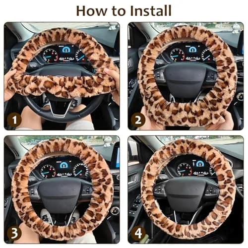 Accmor Fuzzy Car Steering Wheel Cover, Brown | Warm Fluffy Auto Wheel Protector for Men Women thumbnail 6