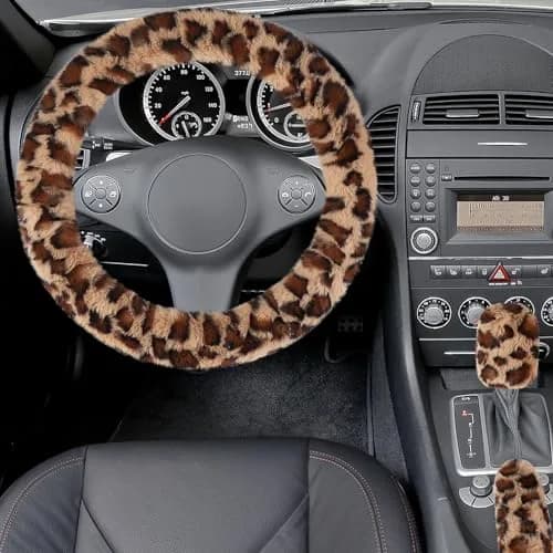 Accmor Fuzzy Car Steering Wheel Cover, Brown | Warm Fluffy Auto Wheel Protector for Men Women thumbnail 3