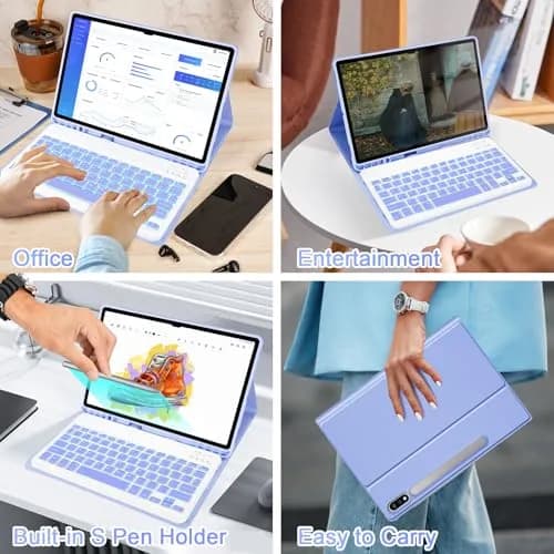 SOPPY Backlit Keyboard Case with Mouse for Samsung Galaxy Tab S10FE/S10 Lite 10.9 inch, S9FE/S9/S8/S7 11 inch, Purple thumbnail 7
