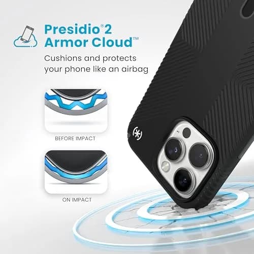 Speck Presidio 2 Grip iPhone 16 Pro Max Case - MagSafe & ClickLock Slim Black/Slate thumbnail 4