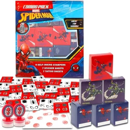 Marvel Spiderman Party Favors for 20 Guests | Superhero Favor Boxes with Stickers, Tattoos & Stampers thumbnail 1