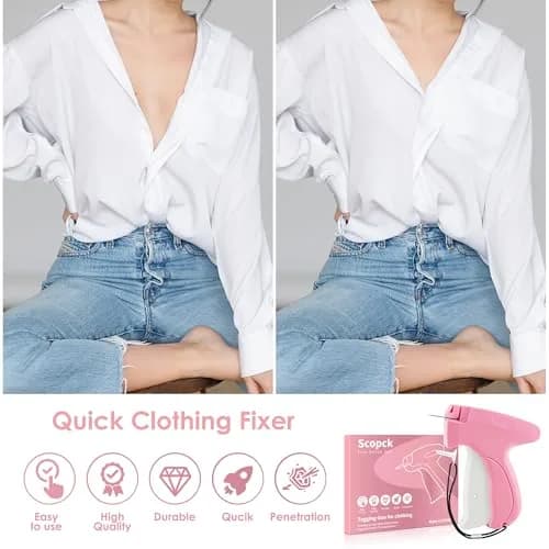 Scopck Handheld Stitch Gun for Clothes | 2000 Fasteners (1000 Black, 1000 White) thumbnail 5