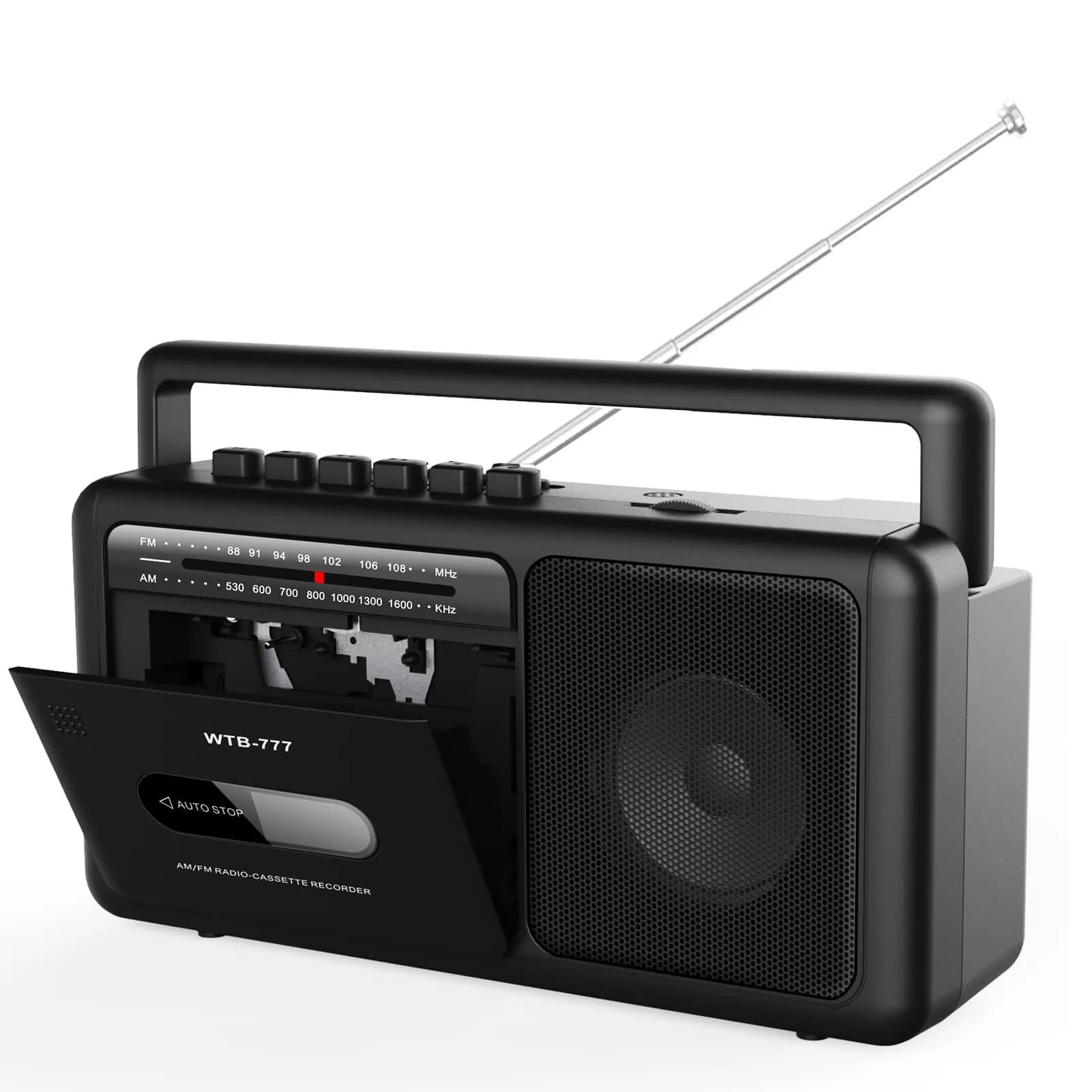 WIITHINK WTB-777 Portable Cassette Player Boombox with Bluetooth, USB, Recorder & AM/FM Radio | 9.8 x 3 x 5.1 inches