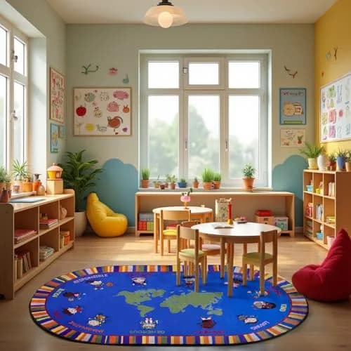 KIDCARPET.COM Our World of Virtue Classroom Rug 4' x 6' Oval | Bright Educational Kids Rug for Nursery & Playroom thumbnail 4