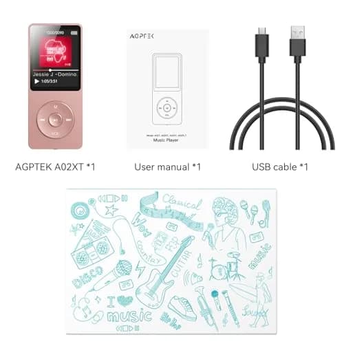 AGPTEK A02 MP3 Player Rose Gold 32GB (1.18Wh) | Bluetooth 5.3 Portable Music Player with Speaker & FM Radio thumbnail 9