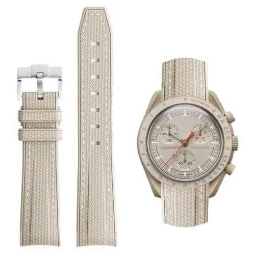 HEYOZURY 20mm Rubber Watch Band for Omega X Swatch Moonswatch | Beige thumbnail 1