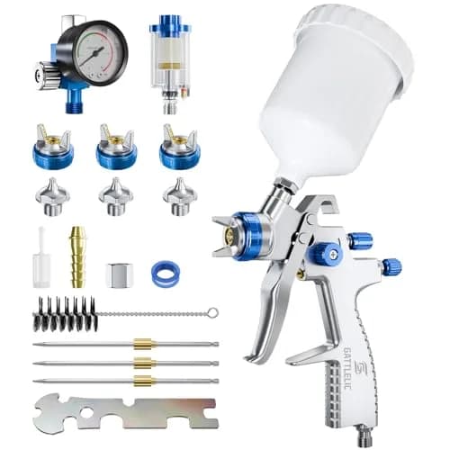 GATTLELIC LVLP Steel Air Spray Gun Premium Kit with 1.4/1.7/2.0mm Nozzles & Regulator, 600cc Cup | Automotive & DIY Painting Tool thumbnail 1