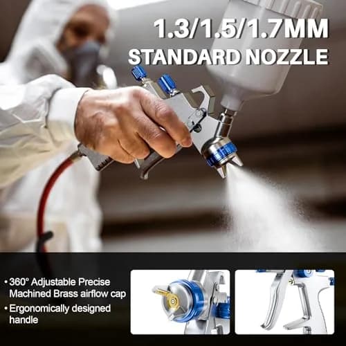 GATTLELIC LVLP Steel Air Spray Gun Premium Kit with 1.4/1.7/2.0mm Nozzles & Regulator, 600cc Cup | Automotive & DIY Painting Tool thumbnail 2
