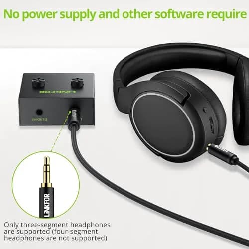 LiNKFOR 2 x 1/1 x 2 3.5mm Stereo Audio Switch Audio Switcher | Mute Button, No Power Needed thumbnail 4