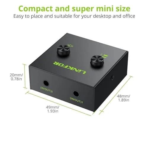 LiNKFOR 2 x 1/1 x 2 3.5mm Stereo Audio Switch Audio Switcher | Mute Button, No Power Needed thumbnail 8
