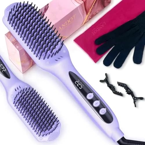 LANDOT Hair Straightener Brush for Women, Dual Voltage | Nourishing Ionic & Keratin Care (70-120 chars) thumbnail 9