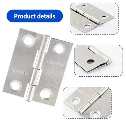 Adyoney 1.42 inch 304 Stainless Steel Flat Hinges (36x29x3.7mm / 1.42x1.14x0.15inch) | Pack of 20 with 80 Screws thumbnail 4