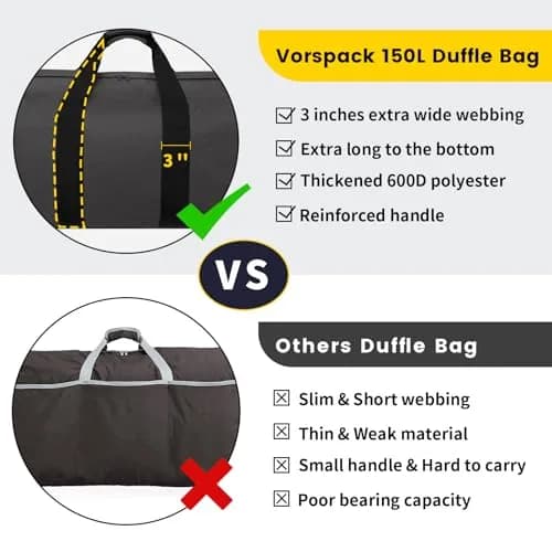 Vorspack 150L Extra Large Duffle Bag for Travel, Camping | Heavy-Duty & Spacious thumbnail 3