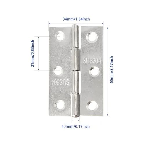 Adyoney 20Pcs 304 Stainless Steel Flat Hinges 55x34x4.4mm (2.17x1.34x0.17inch) | Pack of 20 with 120 Screws thumbnail 2