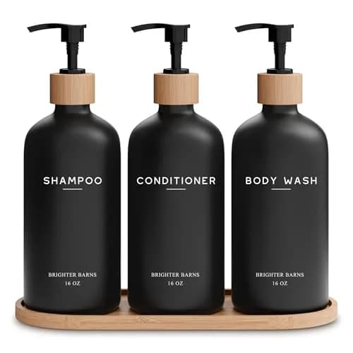 Brighter Barns Black Pump Dispenser Set | Refillable Bathroom Organizer in Matte Black thumbnail 1