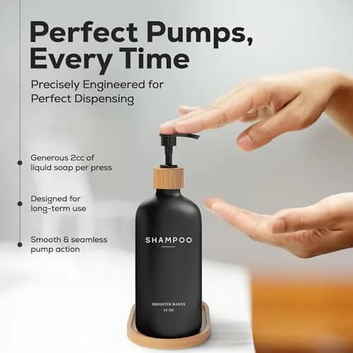 Brighter Barns Black Pump Dispenser Set | Refillable Bathroom Organizer in Matte Black thumbnail 4