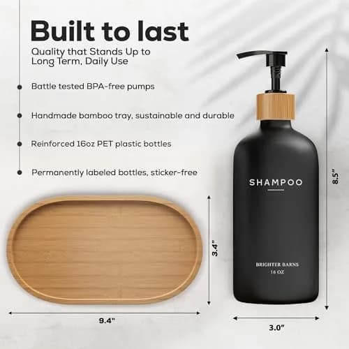 Brighter Barns Black Pump Dispenser Set | Refillable Bathroom Organizer in Matte Black thumbnail 3